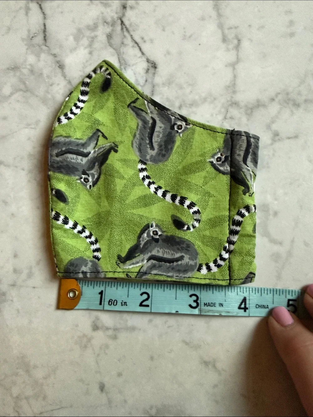 Kids Green Lemur Print Face Mask